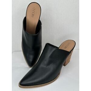 Abound Maya Black Block Heel Pointed Toe Mule Slip On Faux Leather 9M